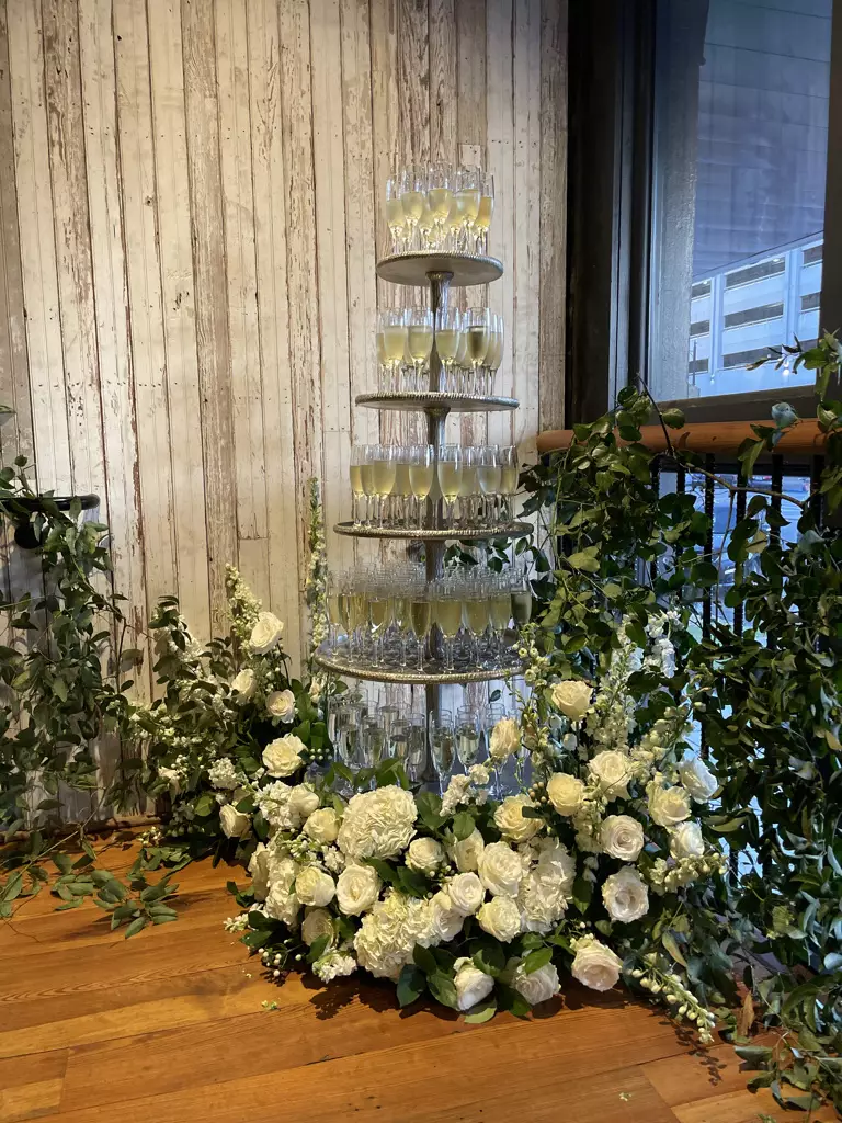 Champagne Tower at Alley Station Wedding Event
