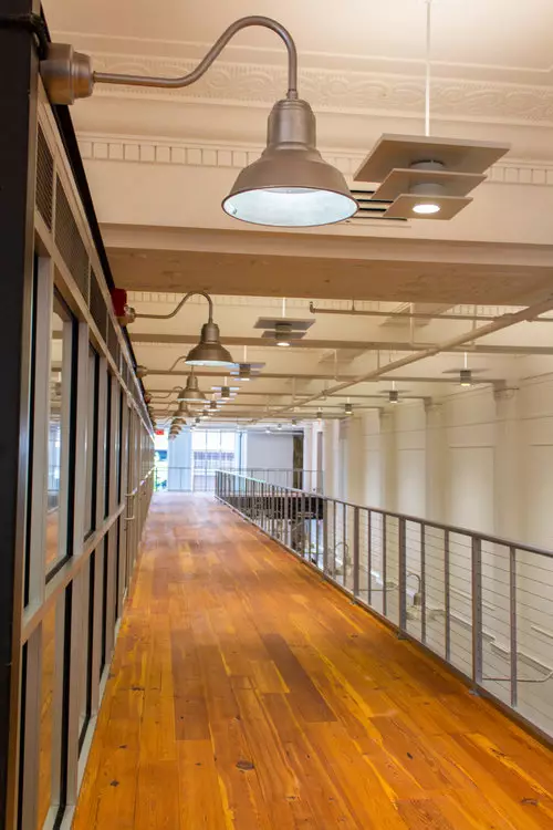 upstairs hallway and balcony at kress building
