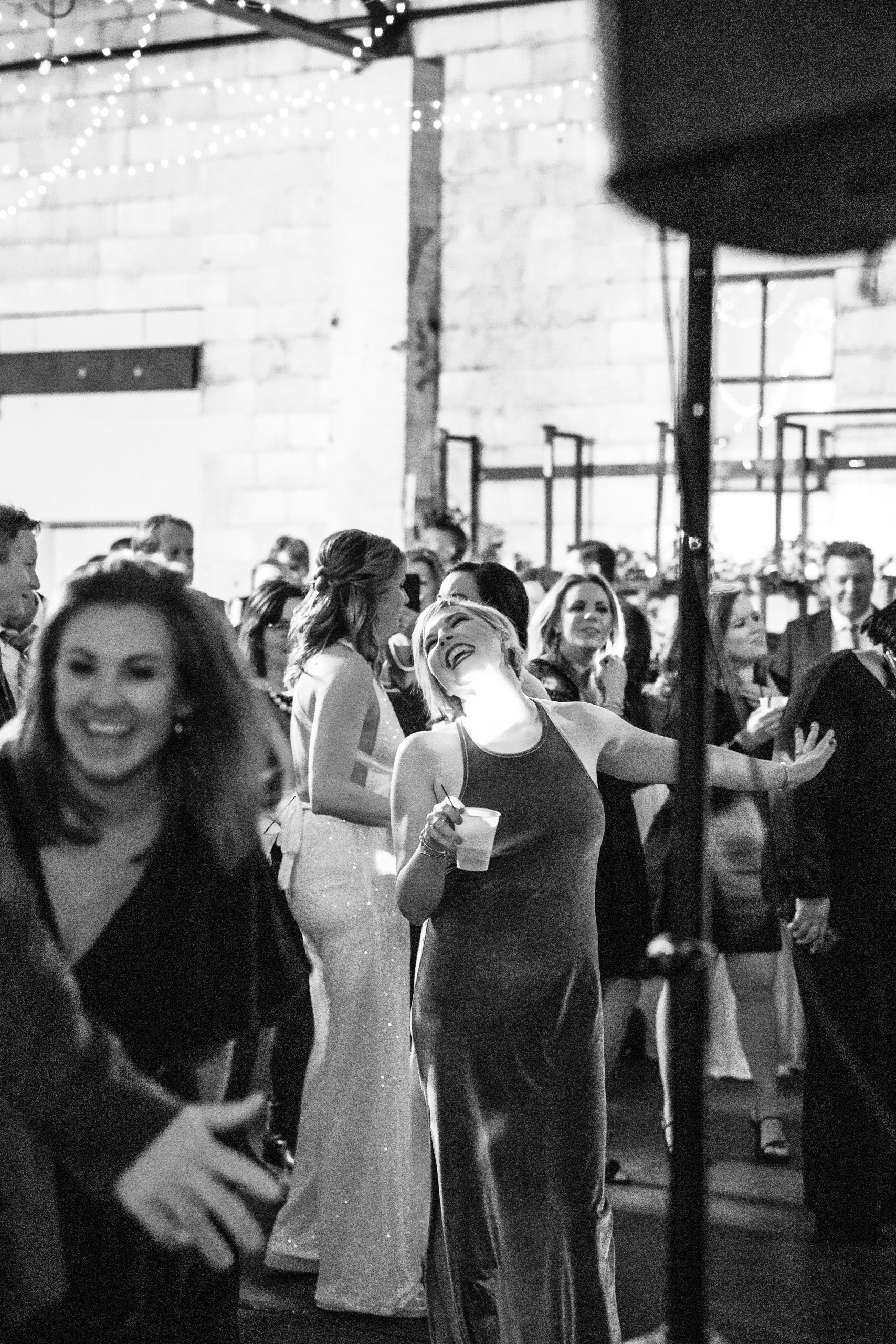 wedding guests dancing at southerly warehouse dance floor