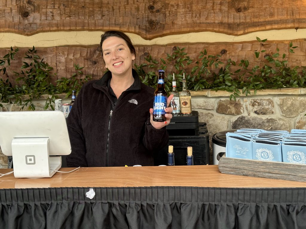 bnb beverage management bartender serving alcohol at swan lake stables