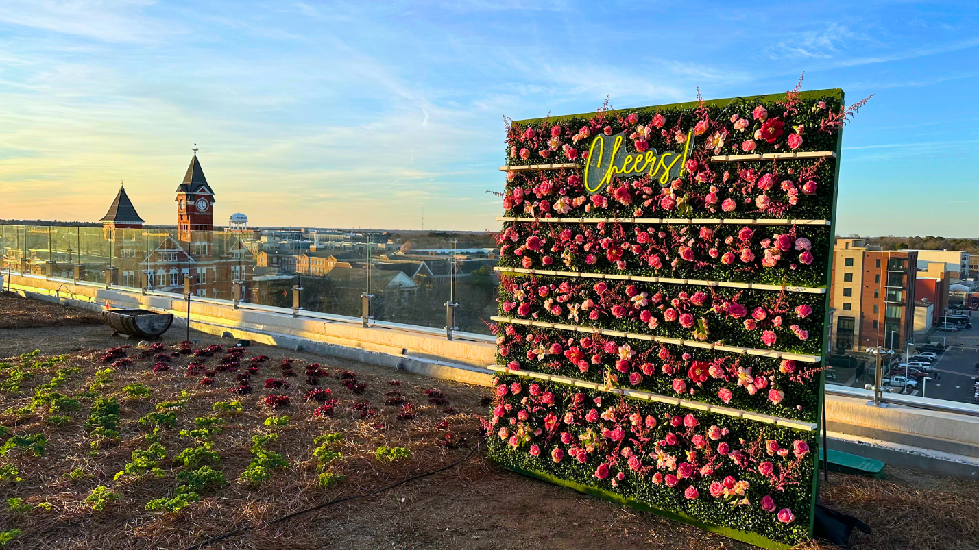 Champagne Wall - Rental ; Auburn University Laurel Spa ; Champagne Wall on rooftop