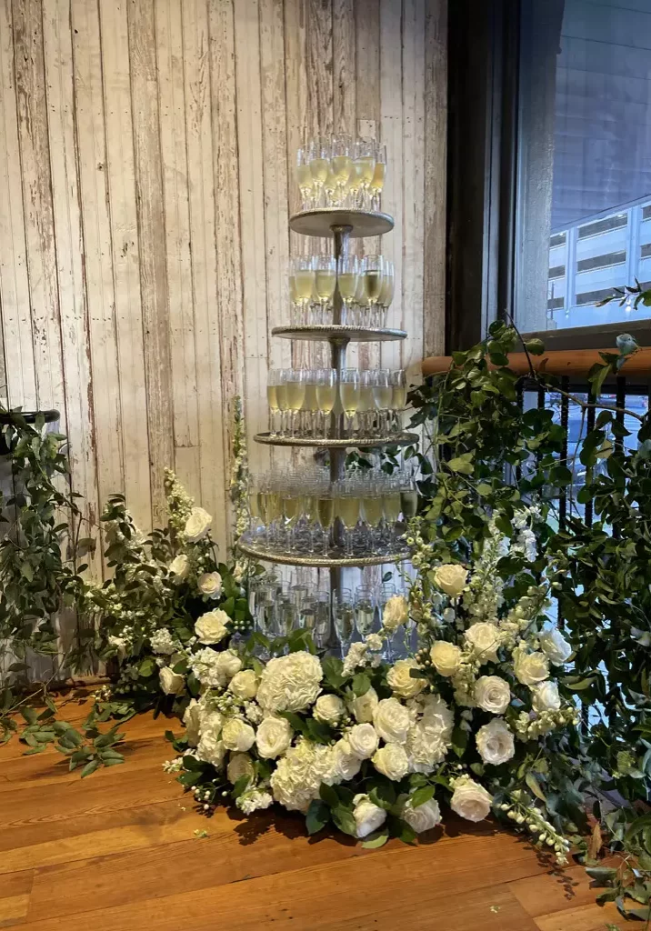 Champagne Tower at Alley Station Wedding Event