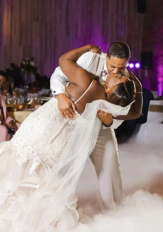 Bride and Groom dancing at alley station