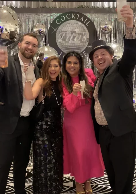 guests saying cheers at birmingham museum of art new years eve party