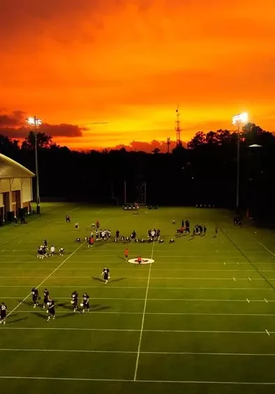 Outside auburn athletics complex sunset football field