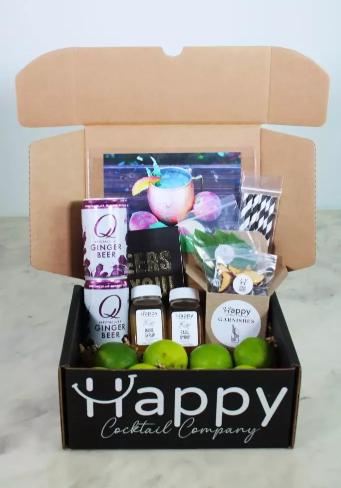 Cocktail Gift Boxes ; Peach Basil Mule ; Happy Cocktail Company