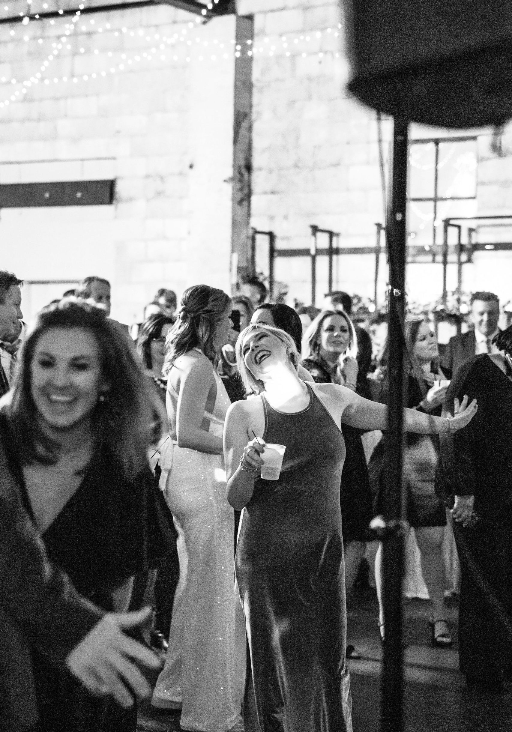 wedding guests dancing at southerly warehouse dance floor