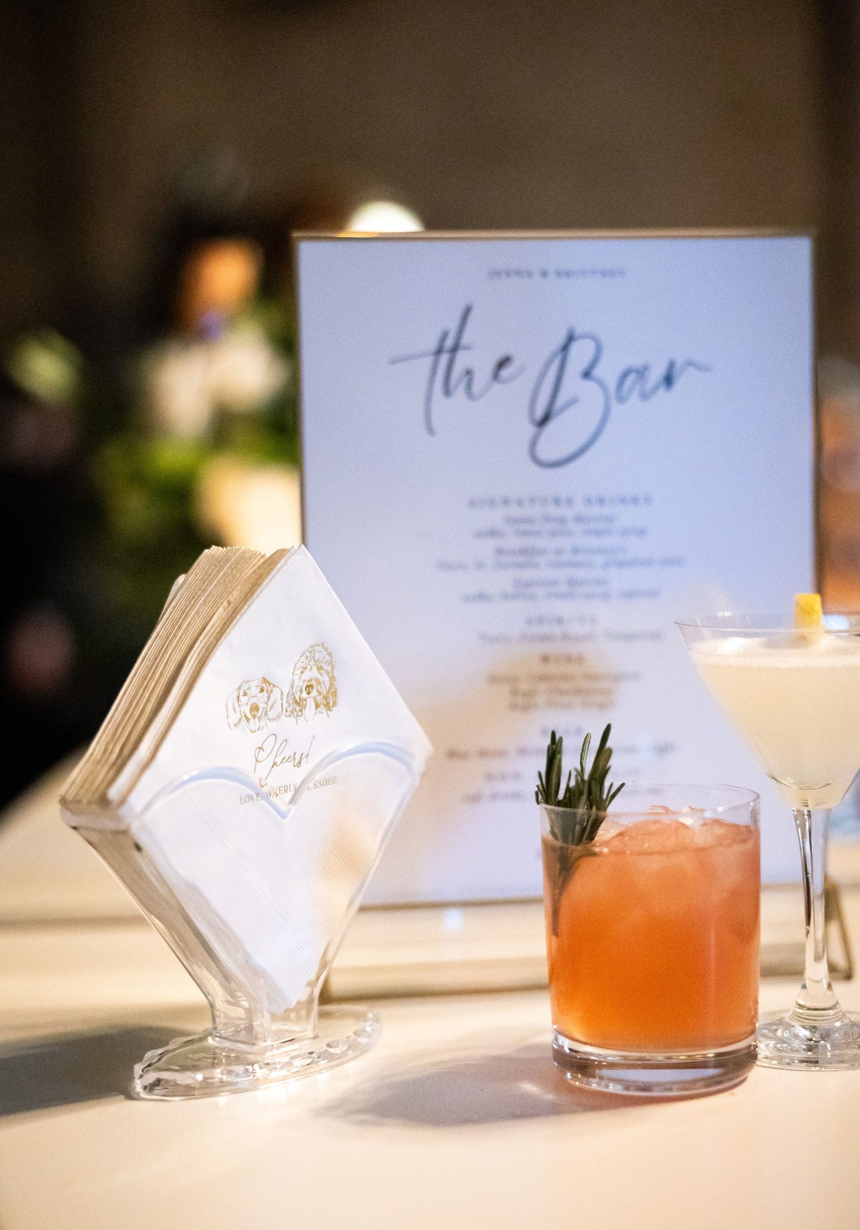 bar menu with bnb beverage management signature cocktails wedding