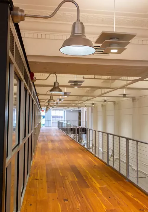 upstairs hallway and balcony at kress building