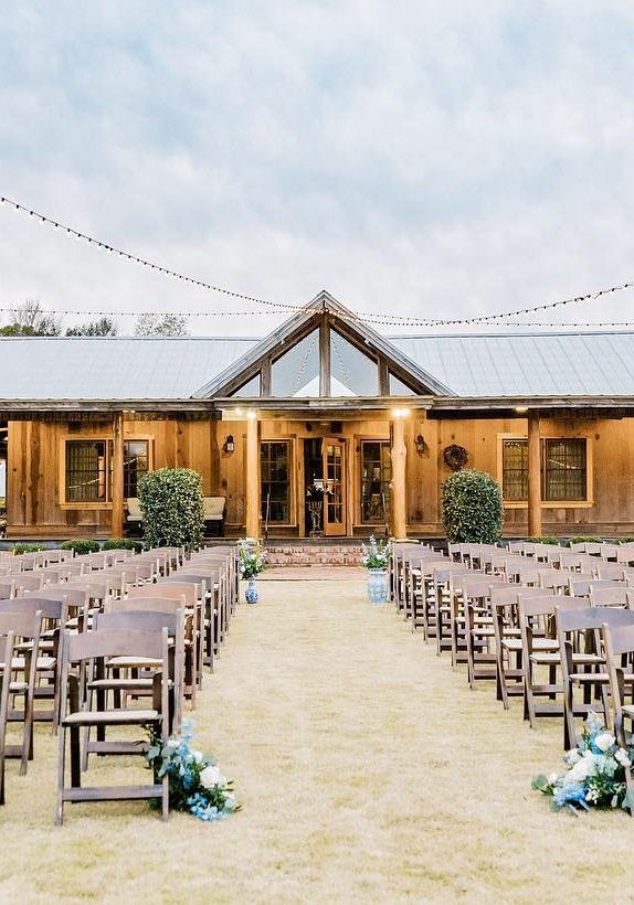 Chairs set up outside for wedding ceremony at parker hill